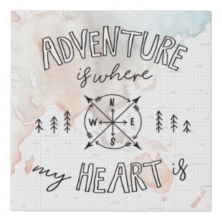 World Traveler | Adventure Is Where My Heart Is Faux Canvas Print