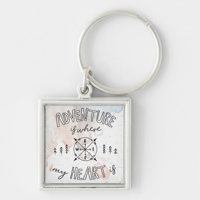 World Traveler | Adventure Is Where My Heart Is Keychain (Front)