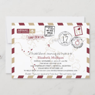 World Traveler Airmail Bridal Shower Invitation