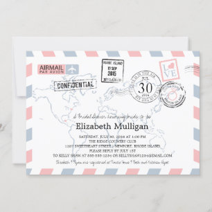 World Traveler Airmail Bridal Shower Invitation