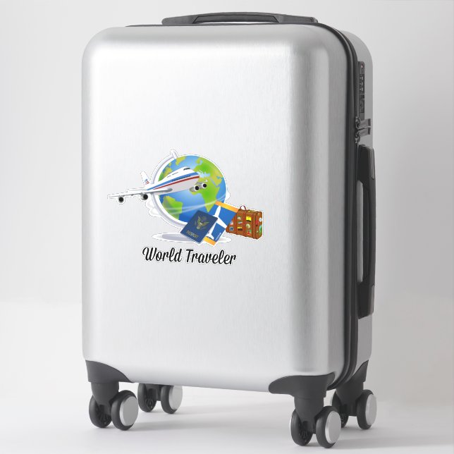 World traveler, airplane, suitcase, passport... st sticker (Suitcase)