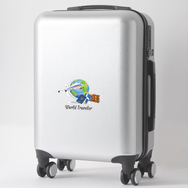 World traveler, airplane, suitcase, passport... sticker (Suitcase)