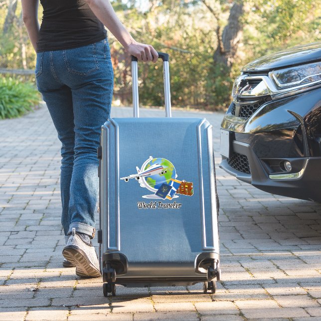World traveler, airplane, suitcase, passport... sticker (Suitcase Insitu)