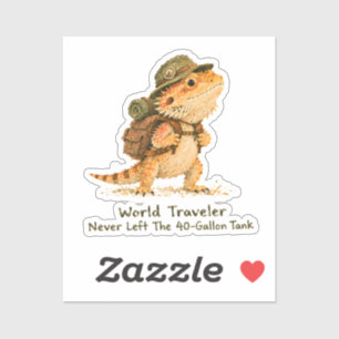 World Traveler Bearded Dragon Art Sticker