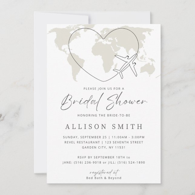 World Traveler Bridal Shower Invitation (Front)