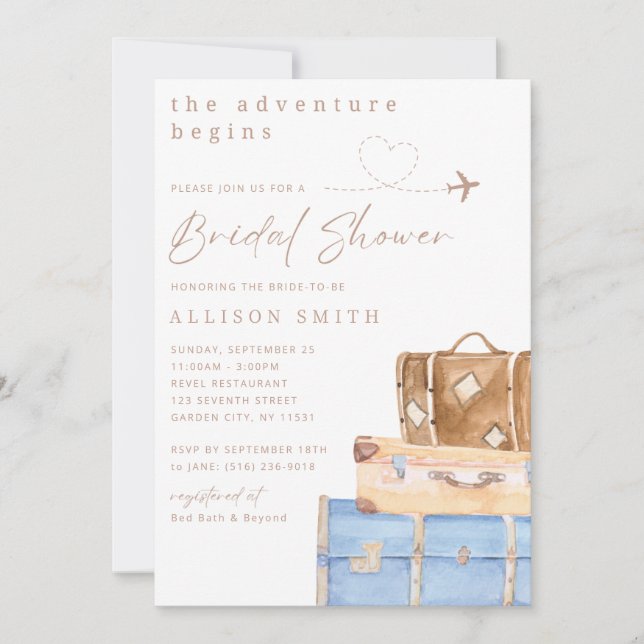 World Traveler Bridal Shower Invitation (Front)