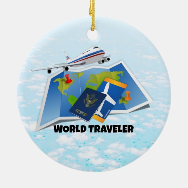 World Traveler Ceramic Ornament (Back)