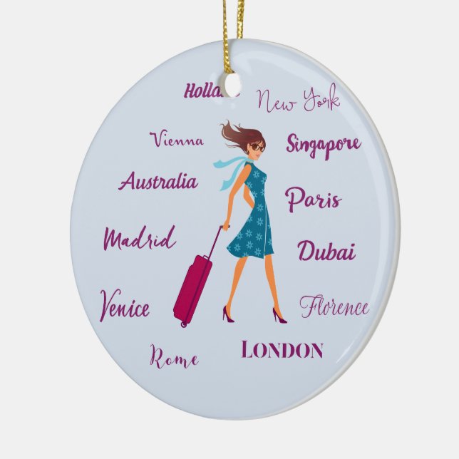 World Traveler Ceramic Ornament (Left)