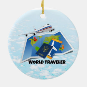 World Traveler Ceramic Ornament