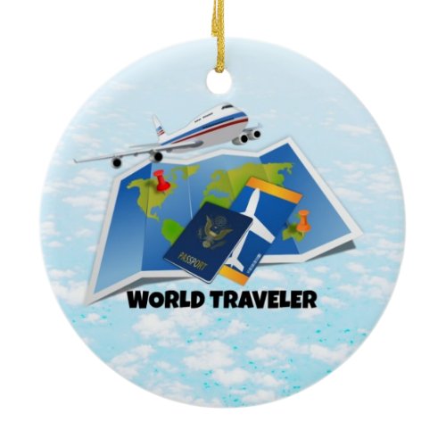 World Traveler Ceramic Ornament