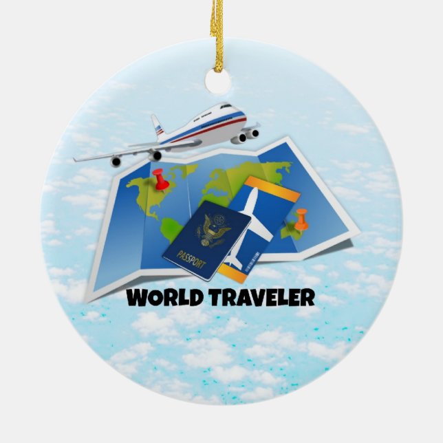 World Traveler Ceramic Ornament (Back)