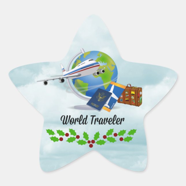World Traveler Christmas Star Sticker (Front)