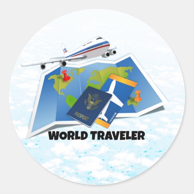 World Traveler Classic Round Sticker (Front)