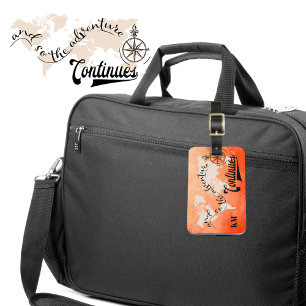 World Traveler Custom Map Monogram Luggage Tag