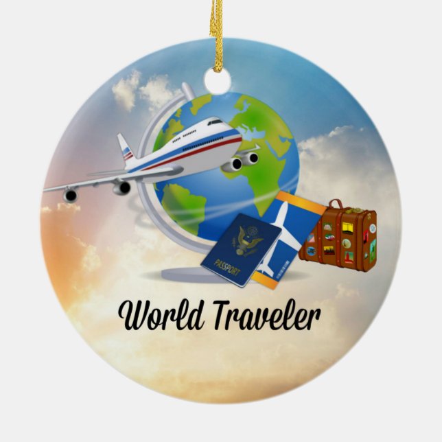 World Traveler, Design 2 Ceramic Ornament (Back)