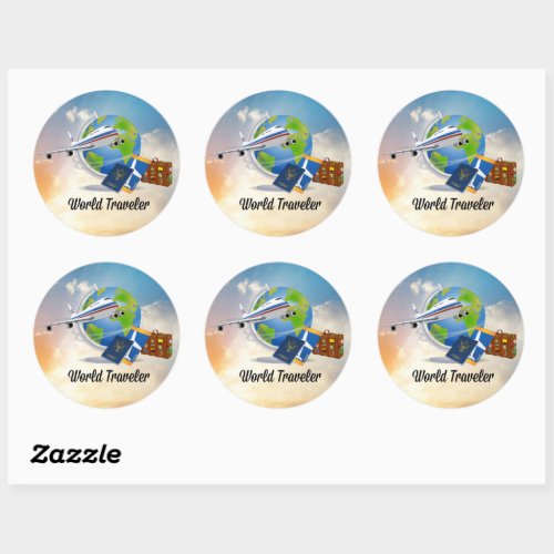 World Traveler Design 2 Classic Round Sticker