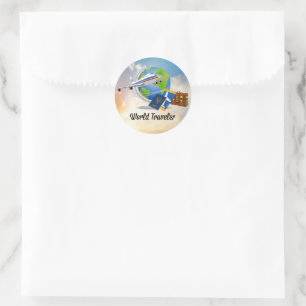 World Traveler, Design 2 Classic Round Sticker