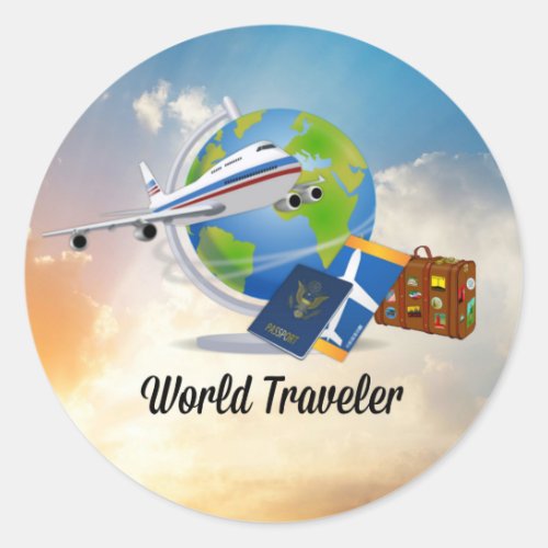 World Traveler Design 2 Classic Round Sticker