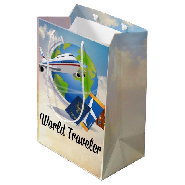 World Traveler - Design #2 Medium Gift Bag (Back Angled)
