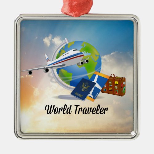 World Traveler _ Design 2 Metal Ornament