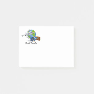 World Traveler:  luggage , tickets and passport. Post-it Notes