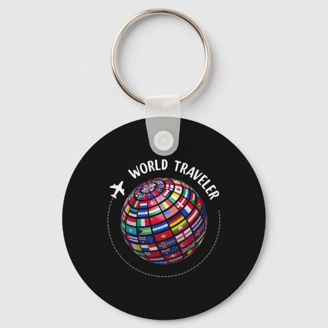 World Traveler Map, World Flags Traveler, Countrie Keychain (Front)