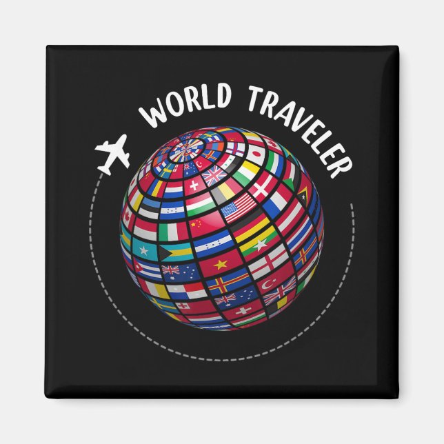 World Traveler Map, World Flags Traveler, Countrie Magnet (Front)