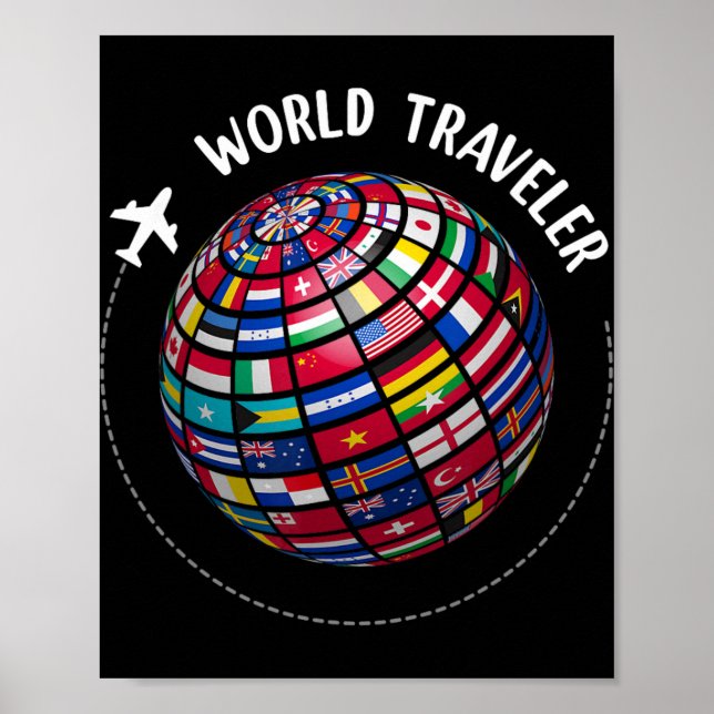 World Traveler Map, World Flags Traveler, Countrie Poster (Front)