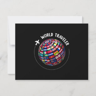 World Traveler Map, World Flags Traveler, Countrie RSVP Card