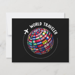 World Traveler Map, World Flags Traveler, Countrie Thank You Card