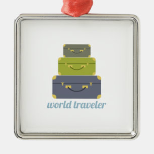 World Traveler Metal Ornament