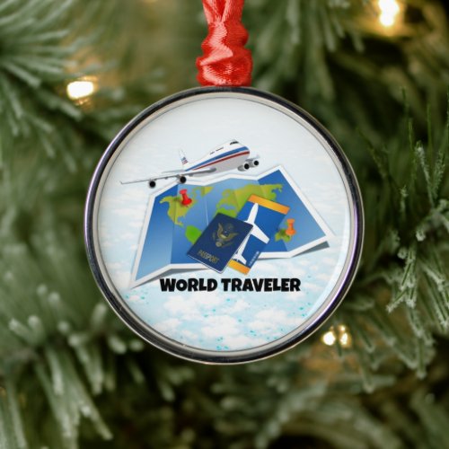World Traveler Metal Ornament