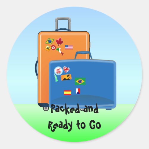 World Traveler Packed and Ready to Go Luggage Classic Round Sticker