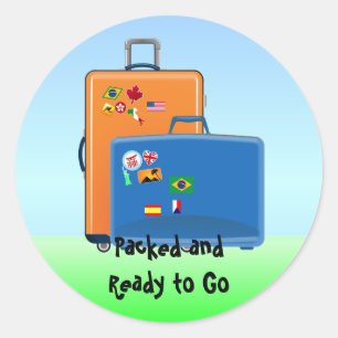 World Traveler, Packed and Ready to Go, Luggage Classic Round Sticker