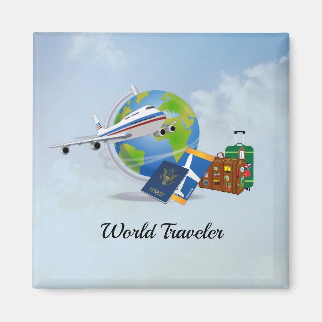 World Traveler, packed and ready to go Magnet (Front)