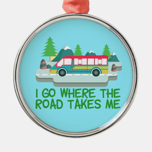 World Traveler RV Camper Road Trip Vacation Metal Ornament (Front)