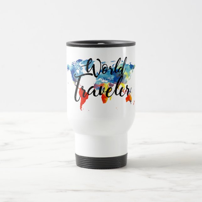 WORLD TRAVELER STAINLESS STEEL TRAVEL MUG (Center)