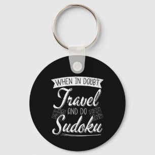 World Traveler Sudoku Puzzle Lover Keychain