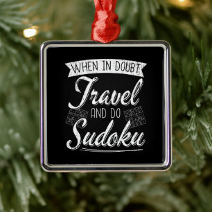 World Traveler Sudoku Puzzle Lover Metal Ornament