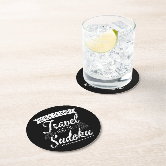 World Traveler Sudoku Puzzle Lover  Round Paper Coaster (Insitu)