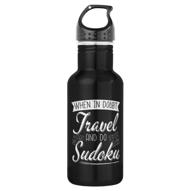 World Traveler Sudoku Puzzle Lover  Stainless Steel Water Bottle (Front)