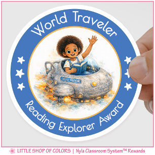 World Traveler Teacher Reading Explorer Award Classic Round Sticker