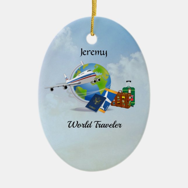 World Traveler template Ceramic Ornament (Front)