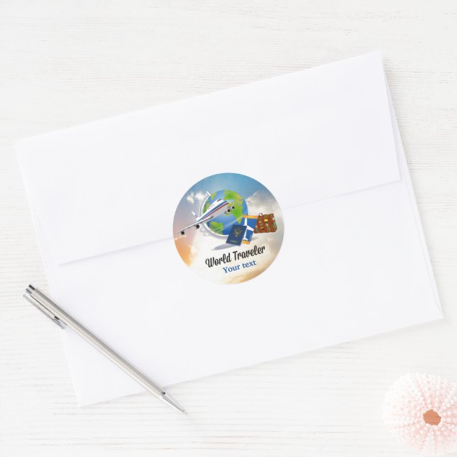 World Traveler TEMPLATE Classic Round Sticker (Envelope)