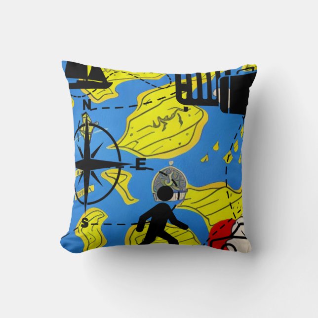 World Traveler Throw Pillow (Front)