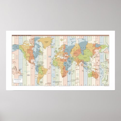 World Traveler Time Zones of Europe and Africa Pos Poster
