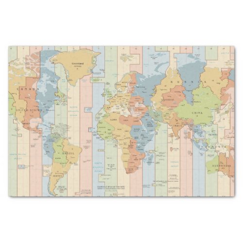 World Traveler Time Zones of Europe and Africa Tissue Paper
