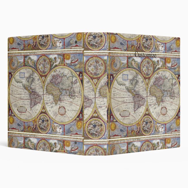 World Traveler Vintage Map 3 Ring Binder (Background)