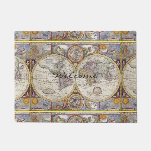 World Traveler Vintage Map Doormat