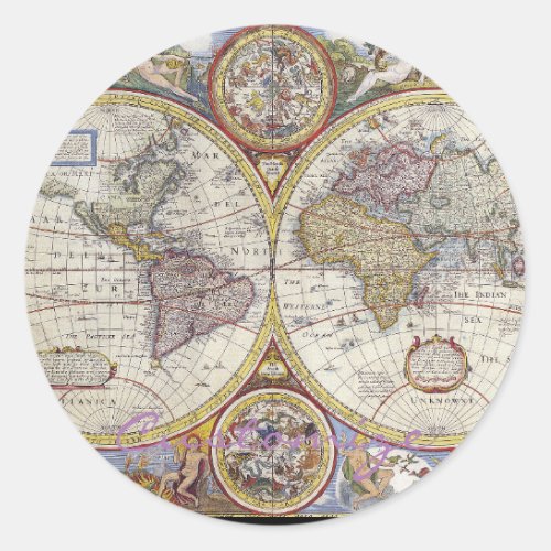 World Traveler Vintage Map Thunder_Cove Classic Round Sticker